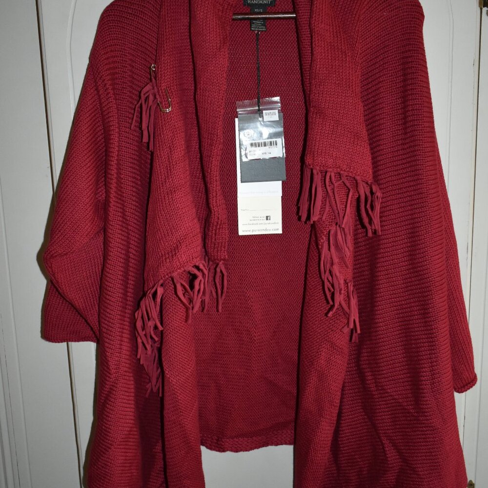 FIRM Cardigan Sweater XS/S NWT PURE Handknit Wine